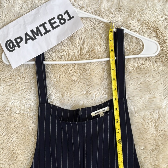 BLEUH CIEL Women’s Pinstriped Cropped Wide Leg Black Jumpsuit Size L EUC - Picture 4 of 11